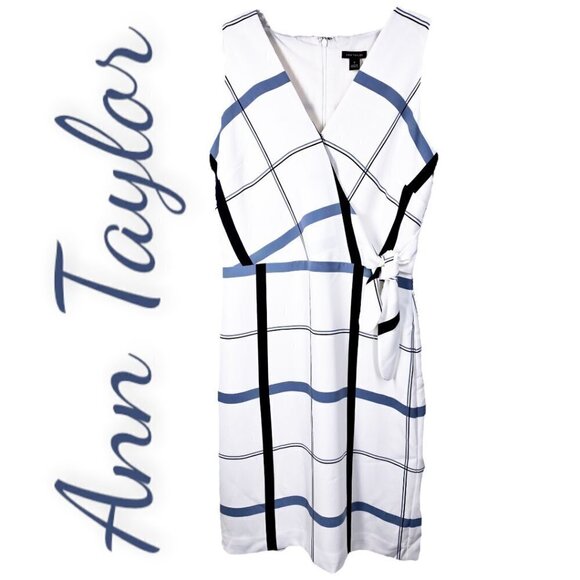 Ann Taylor Dresses & Skirts - NWT Ann Taylor Sleeveless‎ Bold Plaid Faux Wrap Dress, Size 0